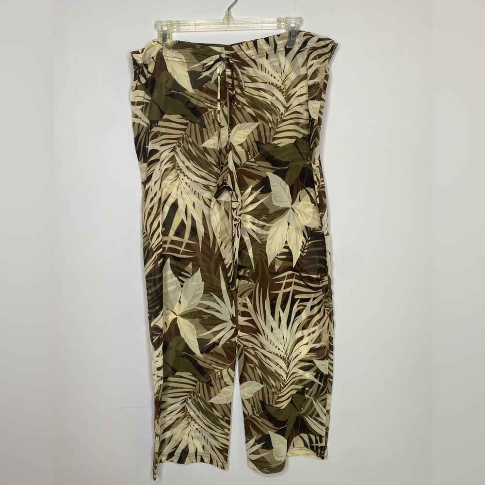 LaPalapa Swim Coverup Pant Sz S Sheer Tropical Resortwear Pool Beach Drawstring
